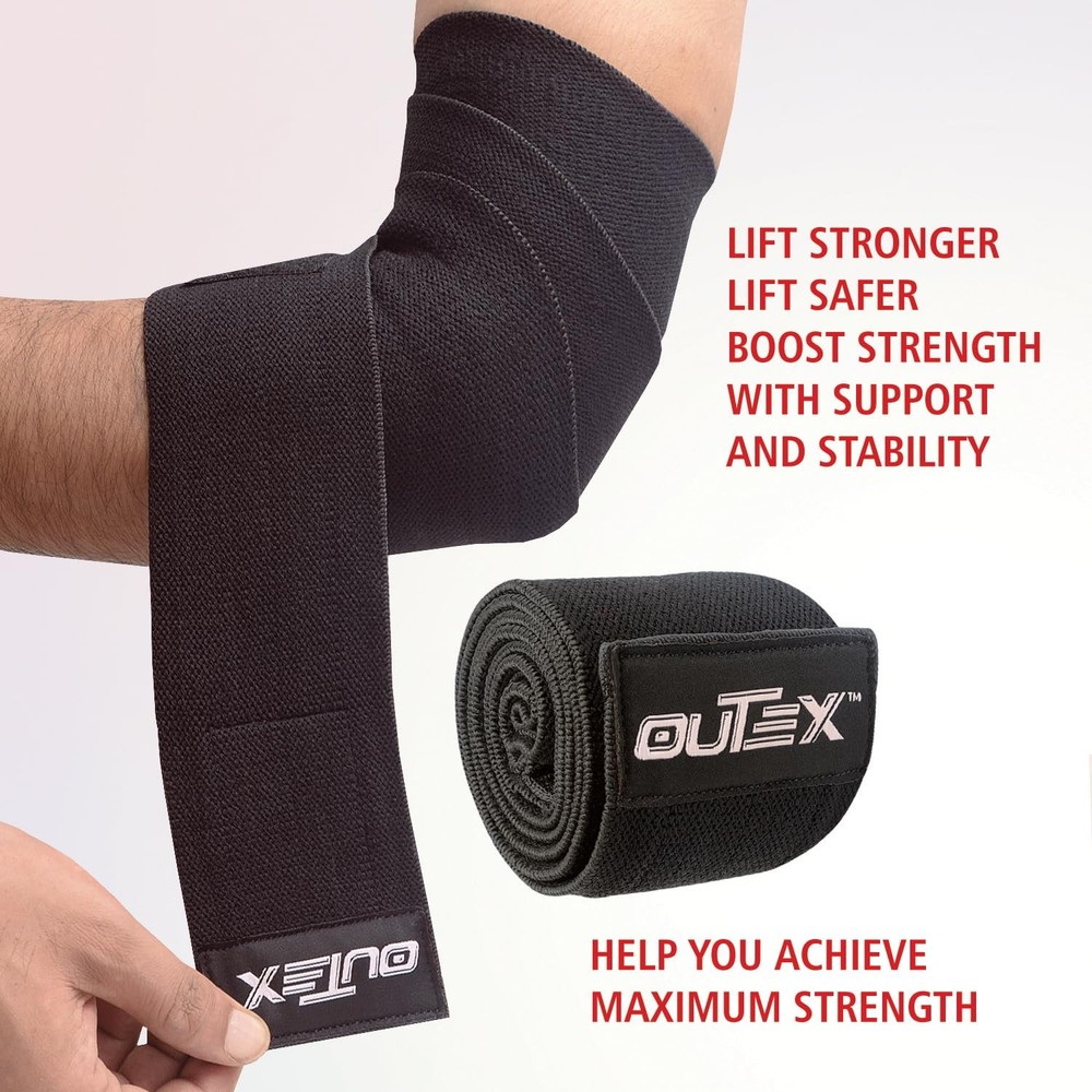 Elbow Wraps for Weightlifting (1 Pair) - 40" Elbow Compression Strap & Joint ...