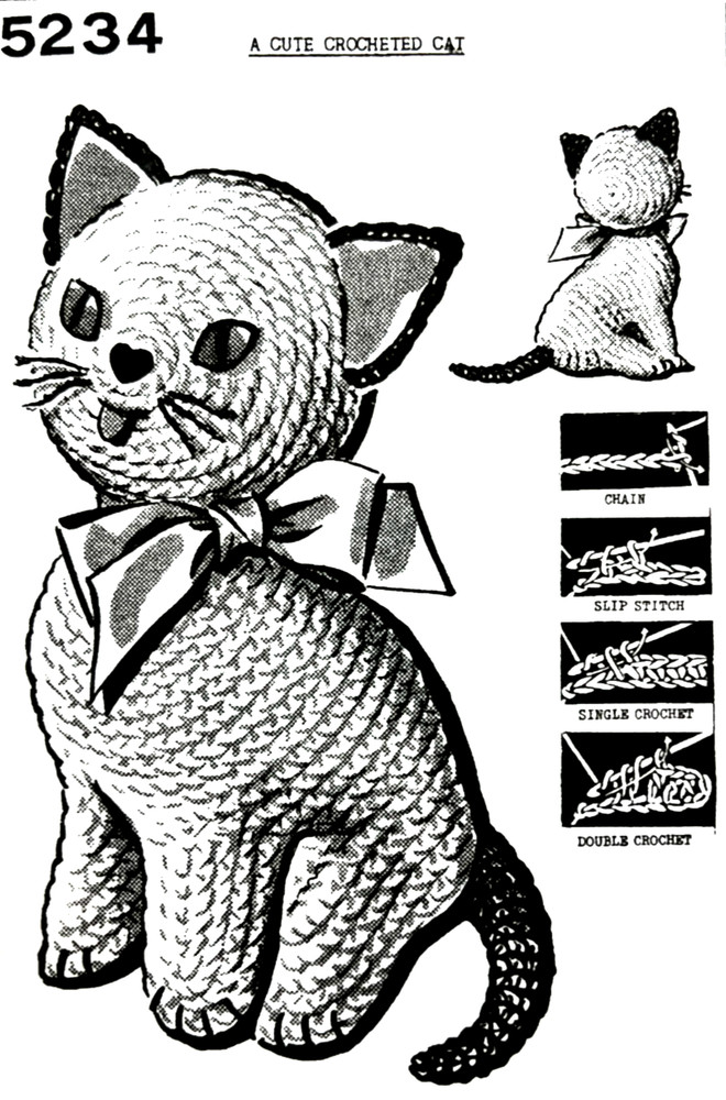 Cute Cat Crocheted Pattern 5234 (Reprint)