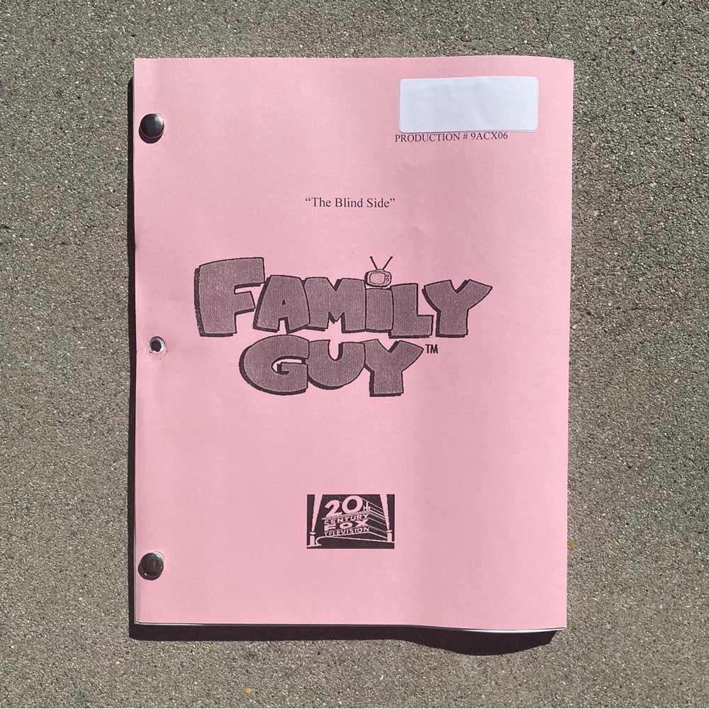 Family Guy 2011 Production Used Table Draft Script The Blind Side Marlee Matlin