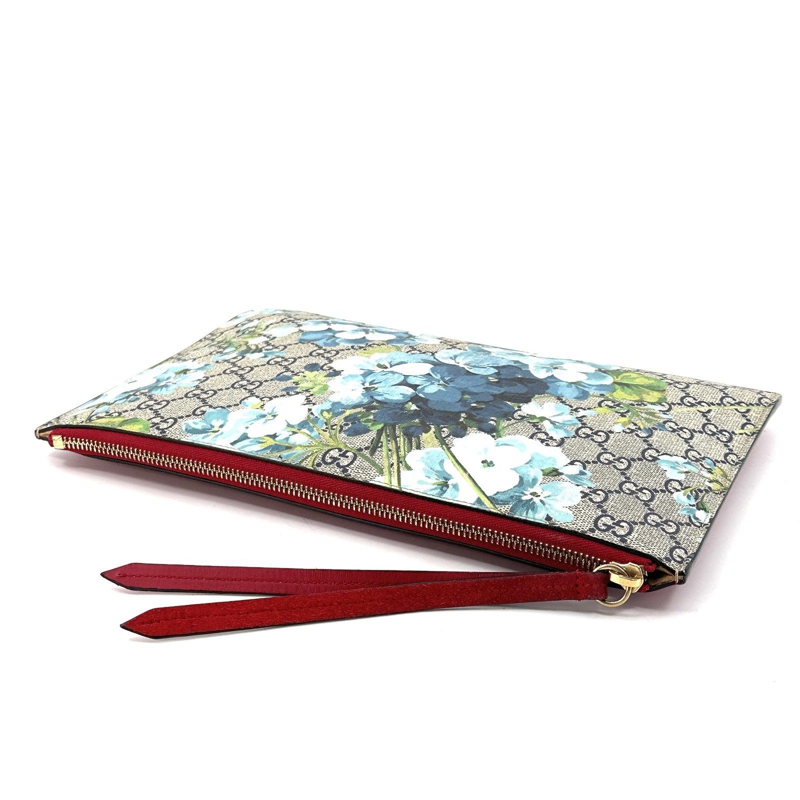 GUCCI Blooms Clutch Bag Purse Flower GG Blue Flora Authentic