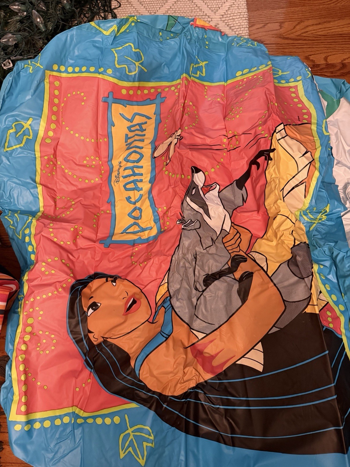 RARE Vtg Disney Pocahontas Vinyl Slumber Kids Play House Camp Tent 40x30x44 Used