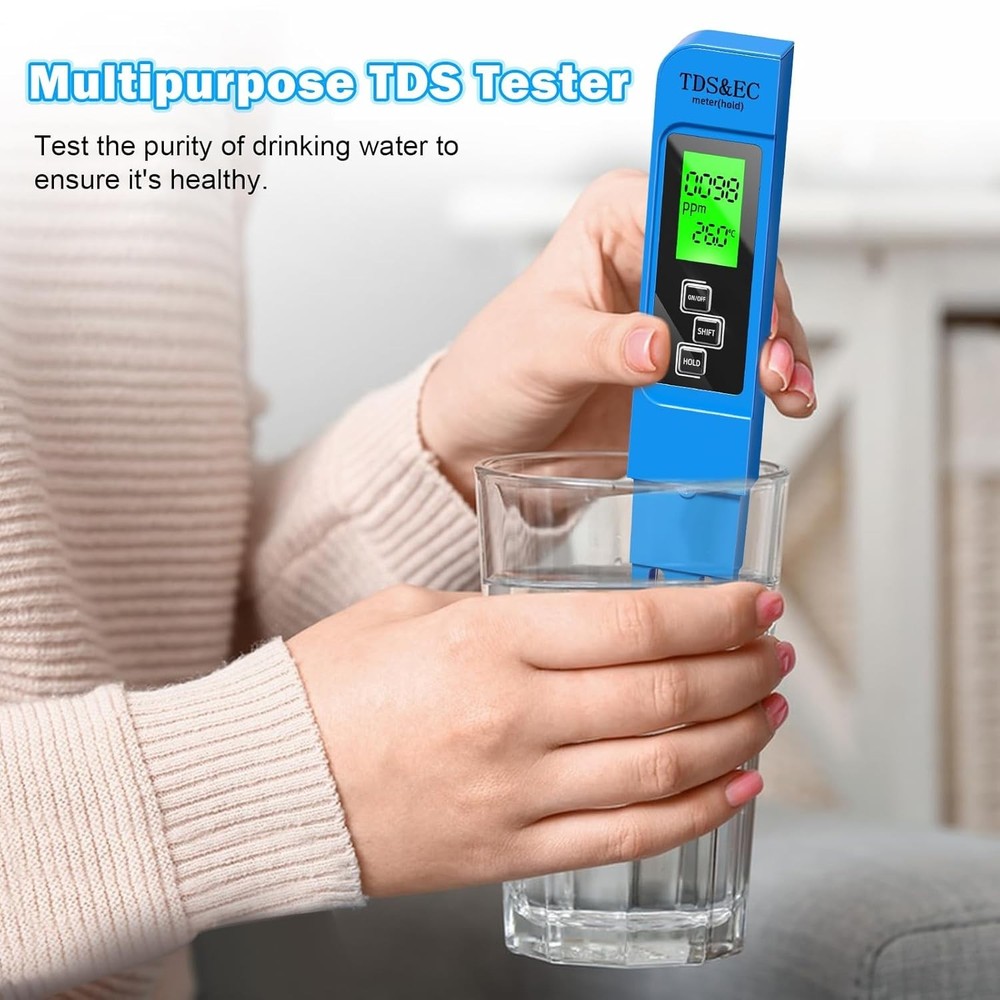 Precision Water Testing Kit - 4 in 1 TDS Meter with Backlit LCD for Clean Water