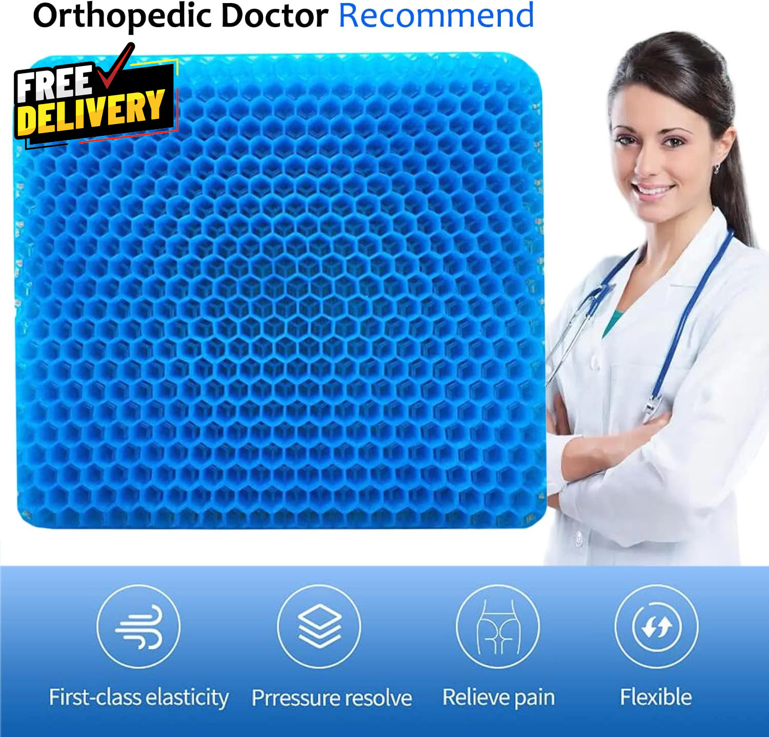 Gel Seat Cushion for Long Sitting Extra Thick Gel Cushion for Wheelchair So.....