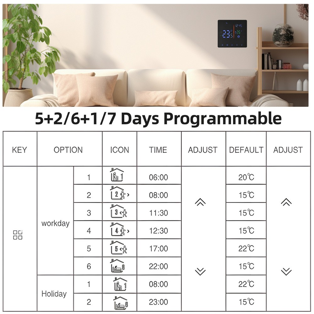 WiFi Smart Thermostat For Home WiFi Programmable LCD Display Control