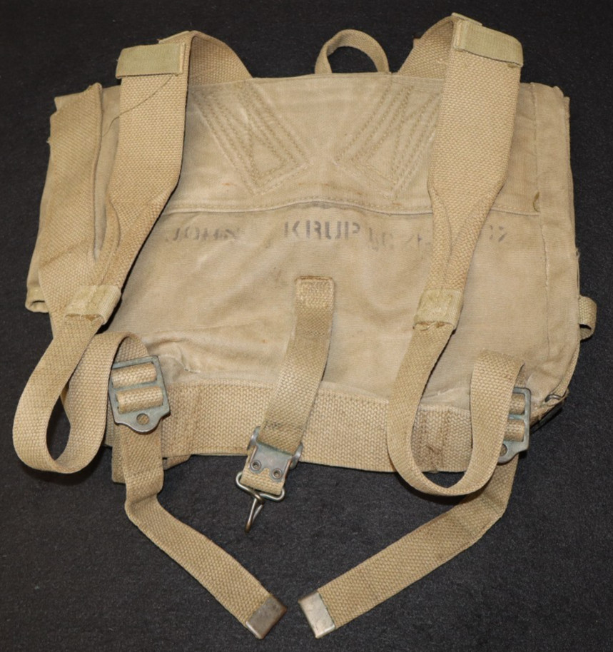 WWII USMC Marine Corps M1941 Haversack Pack Upper Half Named John KRUPICZEWICZ
