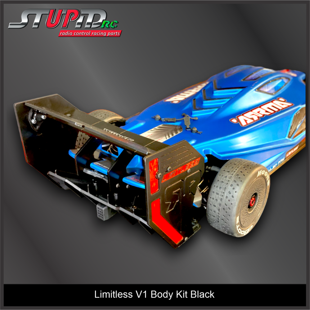 Arrma Limitless V1/V2 Front, Side And Adjustable Wing Kit Black - StupidRC