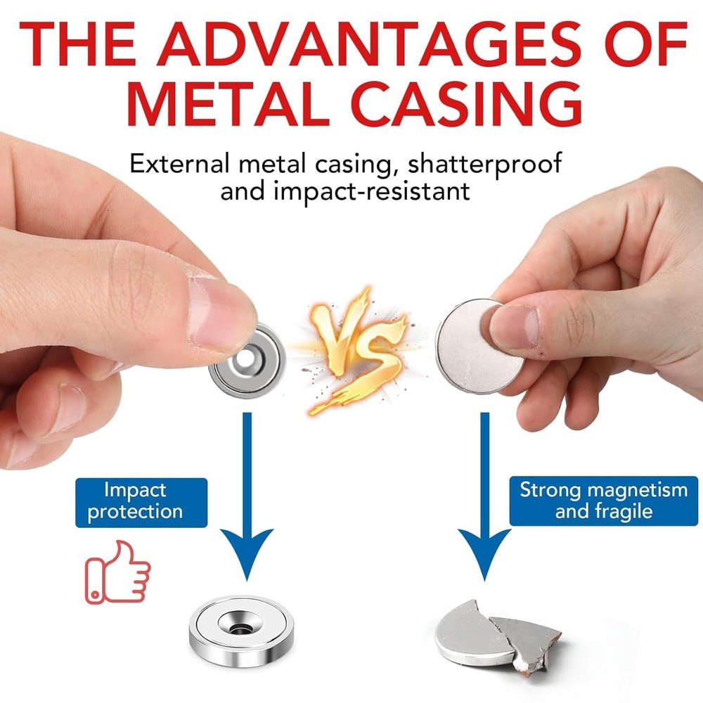 Versatile 6-Pack Neodymium Magnets - 20LBS Pull Force for Cabinets & More