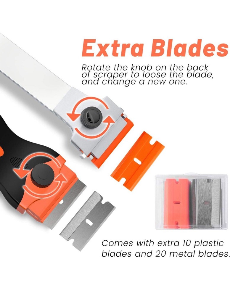 Razor Blade Scraper 2PC Tool Set For Removing Label Registration Sticker Decal