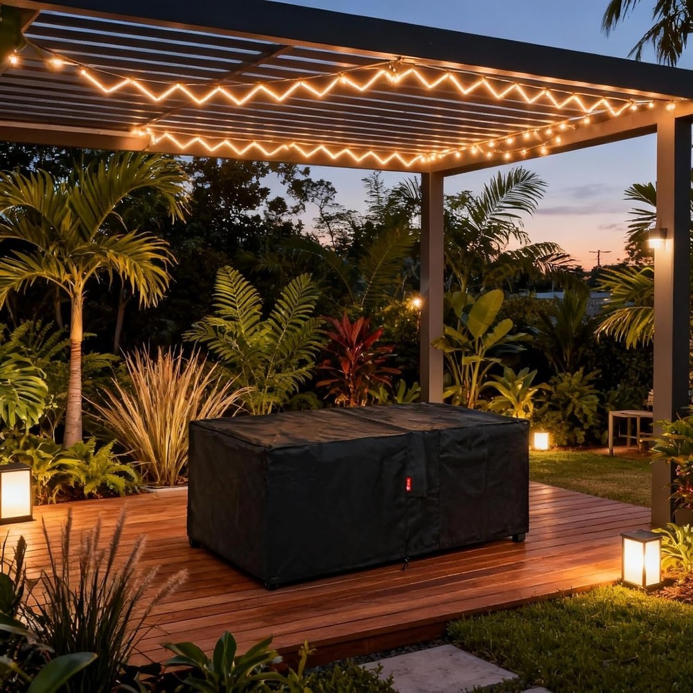 Durable Heavy-Duty Rectangular Fire Pit Cover 56x27 - Weather-Resistant Design