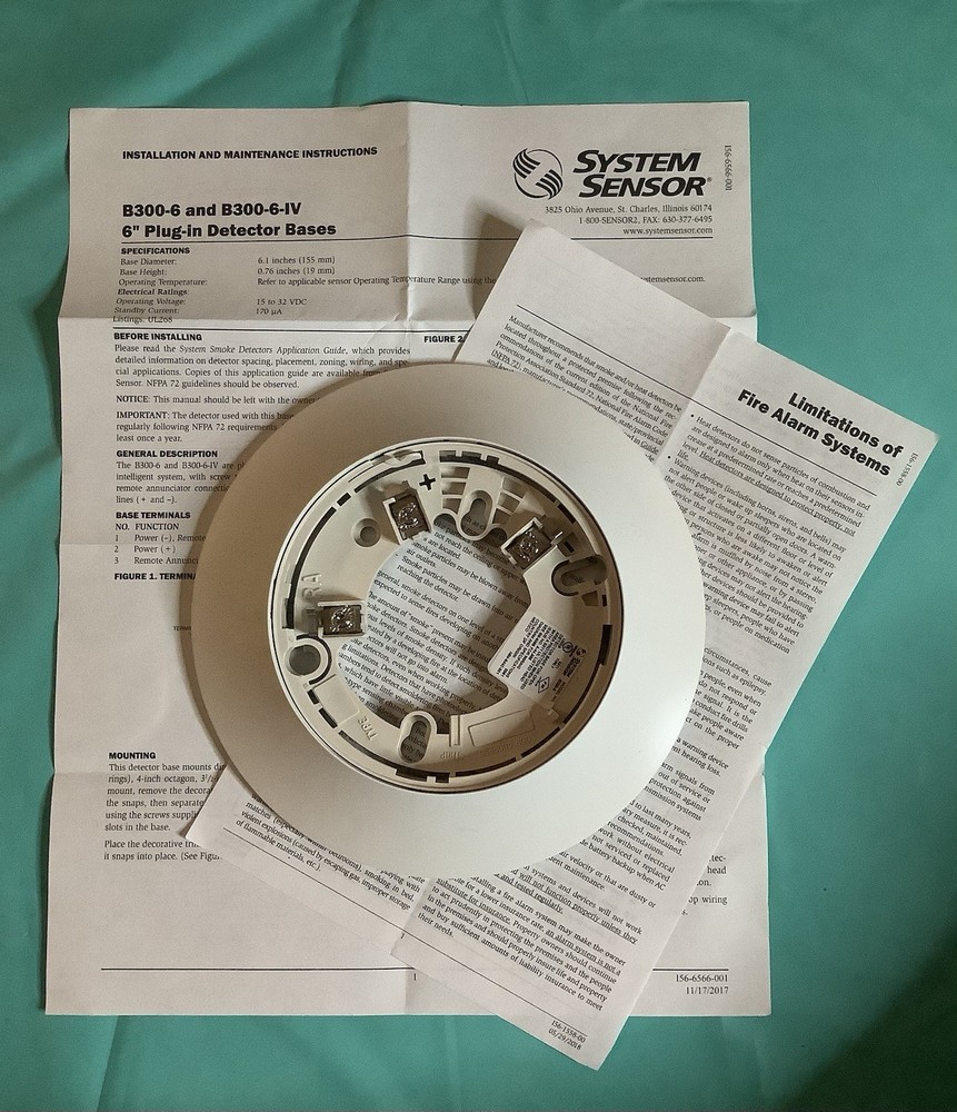 System Sensor - B300-6/B300-6-IV 6" Plug In Detector Base