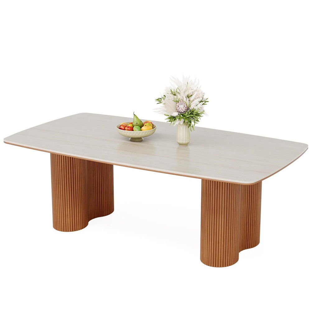 78.7" Sintered Stone Dining Table for 8-10，Luxury Rectangular Kitchen Table w...