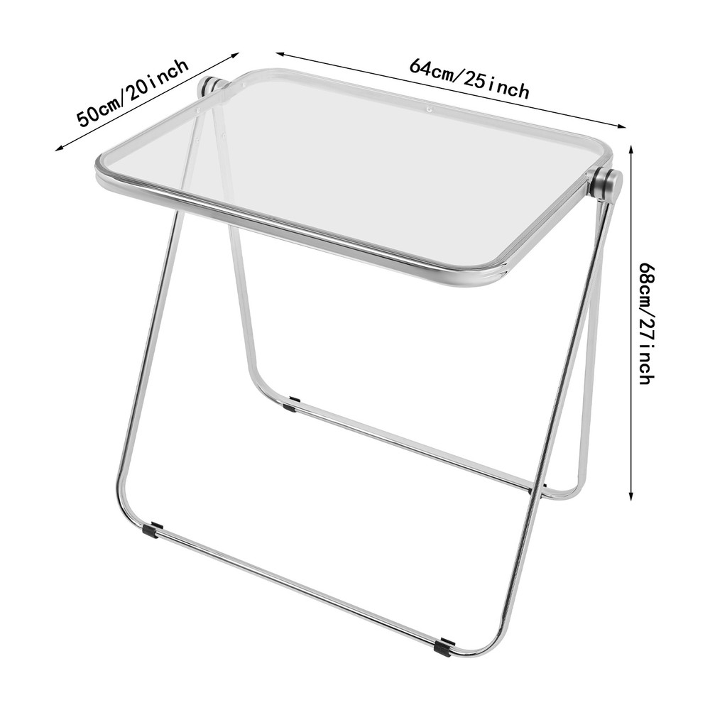 Clear Foldable Side Table Tiny Desk for Home Office, Small Computer Desk