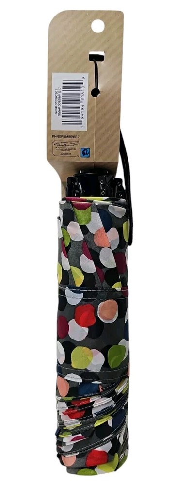 Totes Recycled Canopy Auto Open & Reverse Close Compact Umbrella 47” Multi-Color