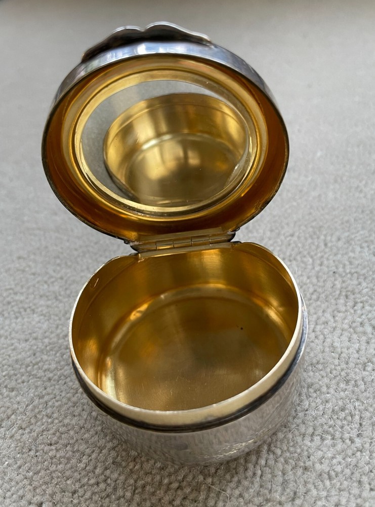 Antique Solid Silver French Compact with Gilt Interior REDUCED PRICE