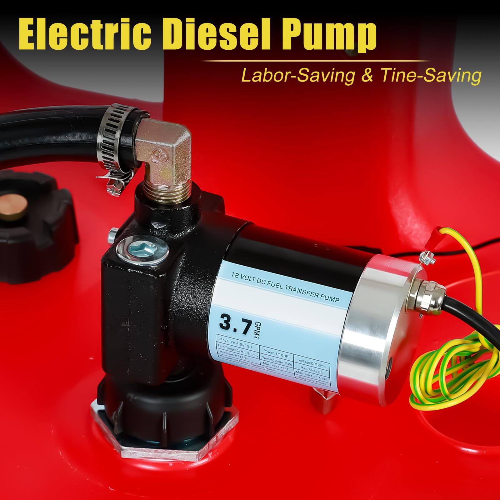 32 Gallon Portable Fuel Tank Caddy w/ Electric Transfer Pump On-Wheel 3.7GPM Red