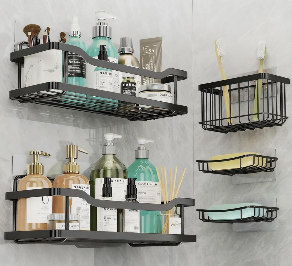 3-Pack Shower Caddy W/ Soap Holder Adhesive Rustproof No-drill Strudy Loading