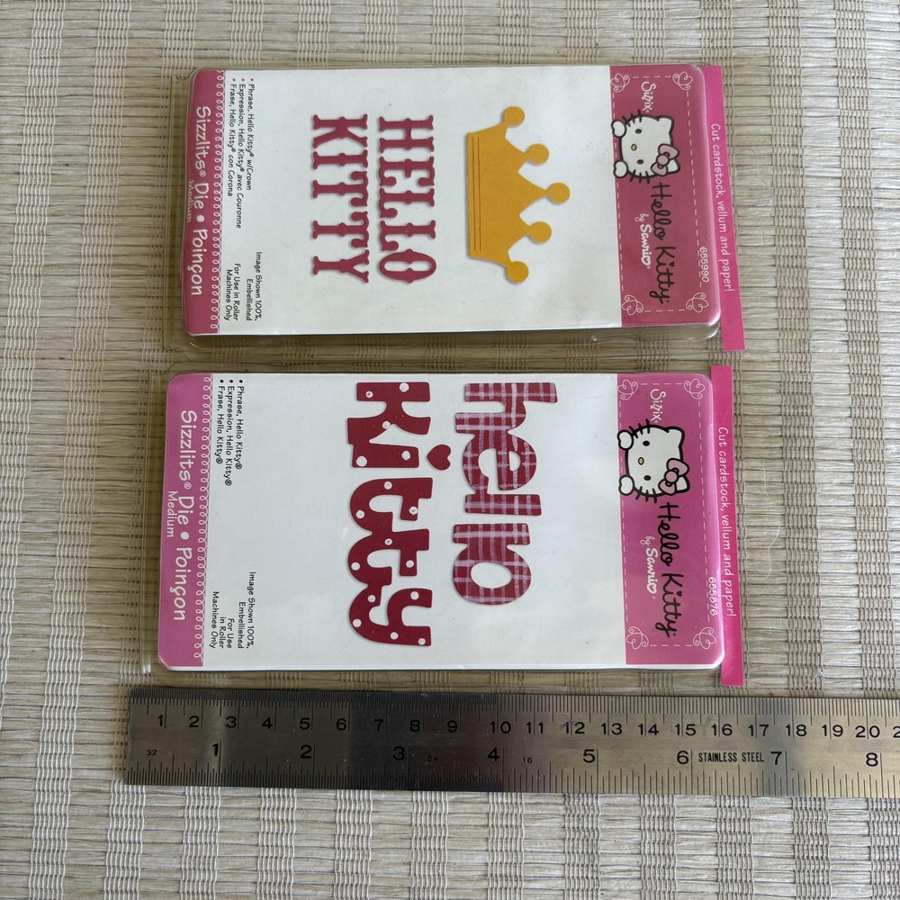 Sizzix Hello Kitty Phrase Dies Medium Set Crown Script Scrapbooking Cardmaking