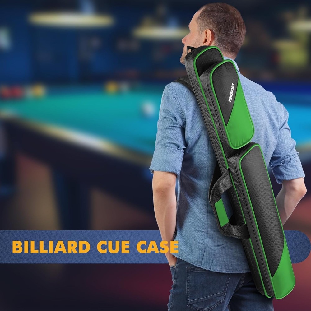 Pool Cue Case, Stick Case 2x2 2x2, Green/Black