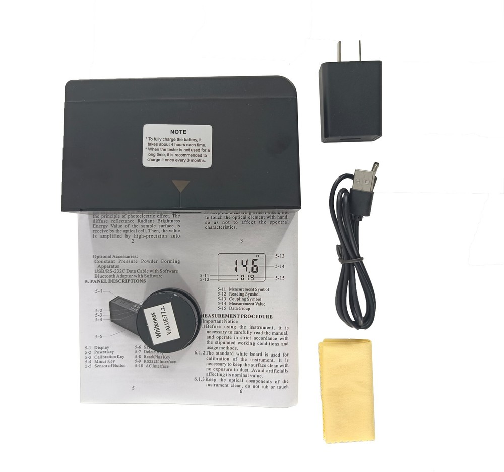 Handheld Whiteness Meter with Range 0%~120% Resolution 0.1% for Textile Dyeing