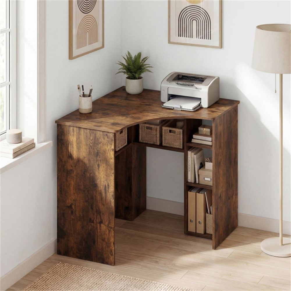 L-Shaped Corner Computer Desk 90° Triangle Home Office Desk with Adjustable