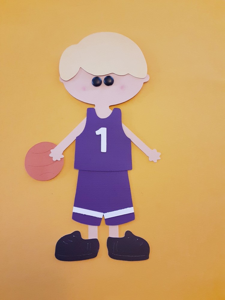 blonde boy basketball player die-cut 7"