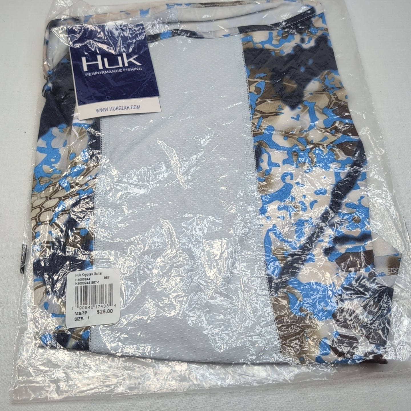 HUK Neck Gaiter UPF 30+ Sun Protection Mens Kryptek Obskura Camo Signa Blue