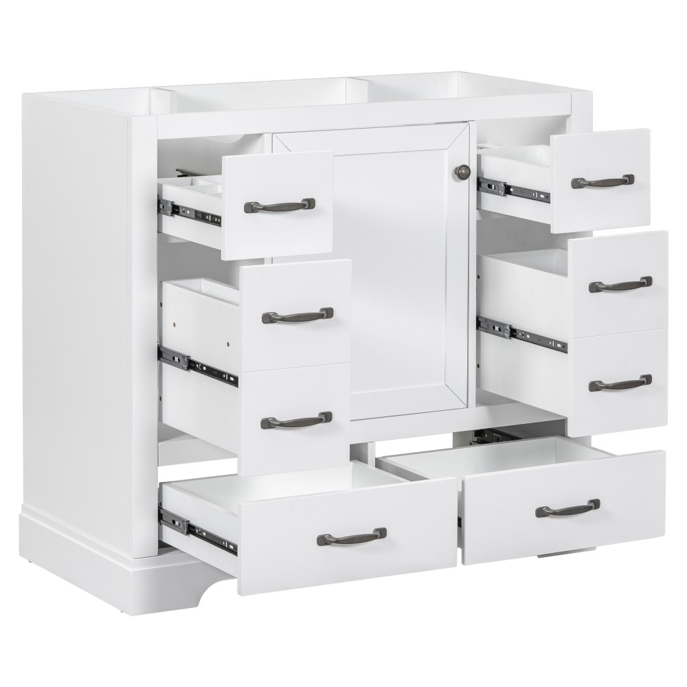 Bathroom Vanity Base Cabinet Six-Drawer Design Features Adjustable Shelves