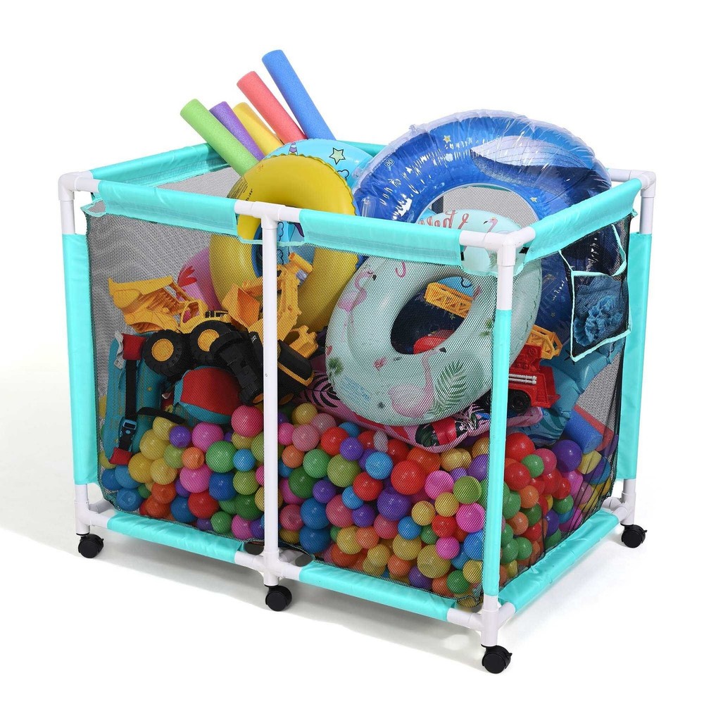 AplusChoice 214 Gallon Pool Float Storage Bin 6 Wheels Rolling Cart Closeout