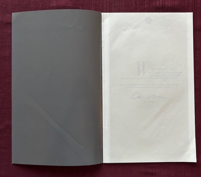 United First-Class Menu 1979