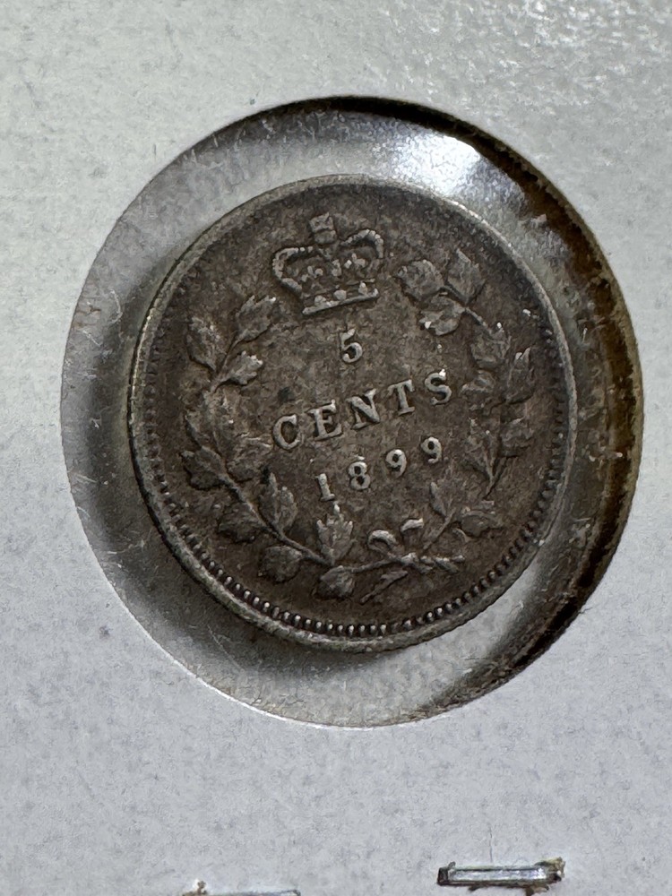 1899 Canada 5 Cents Small Silver Coin