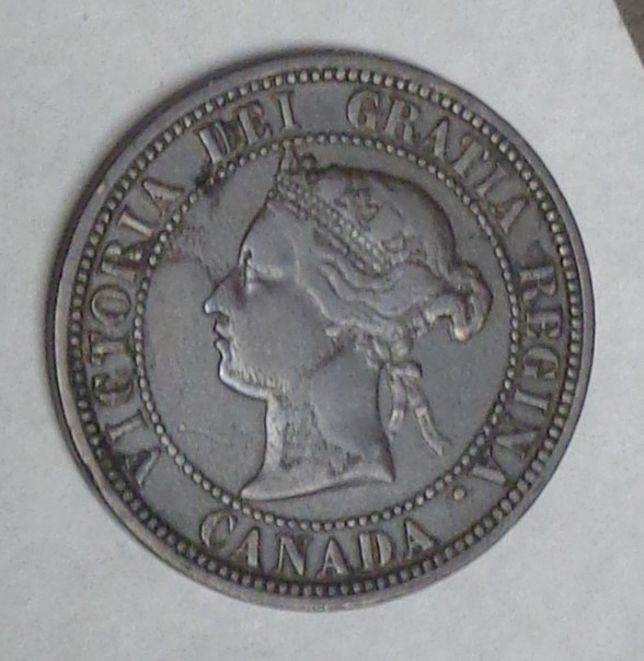 CANADA 1 LARGE CENT 1882-H,  Dark, Planchet Flaw