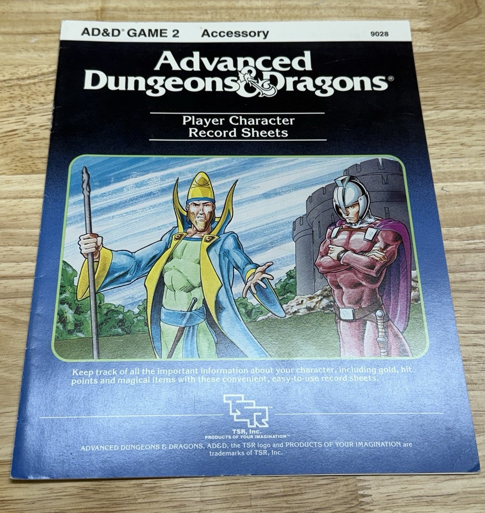 READ Advanced Dungeons & Dragons AD&D 2 Player Character Record Sheets 9028 1984