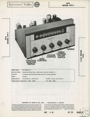 RCA Model SVT-1 Tuner-Sams Photofact Tech Docs