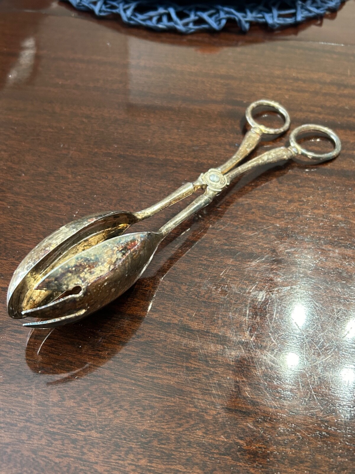 Vintage Leonard Silverplate Salad Pasta Tongs Made In Italy Scissor Style 10.5”