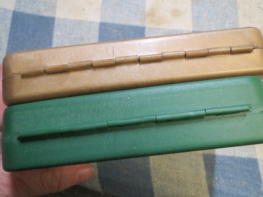 2 Older Hinged Plastic Fly Boxes Cabelas and ?