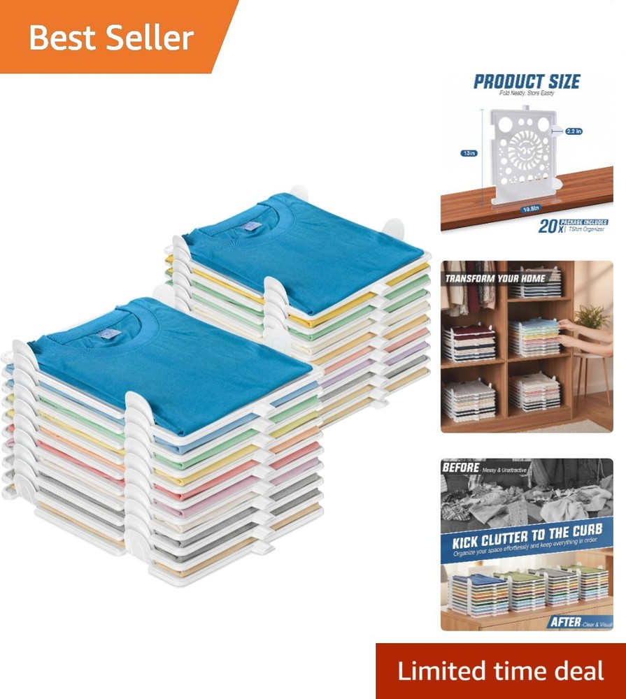 20-Pack Stackable T-Shirt Organizer Bins for Elegant Closet Storage Solutions