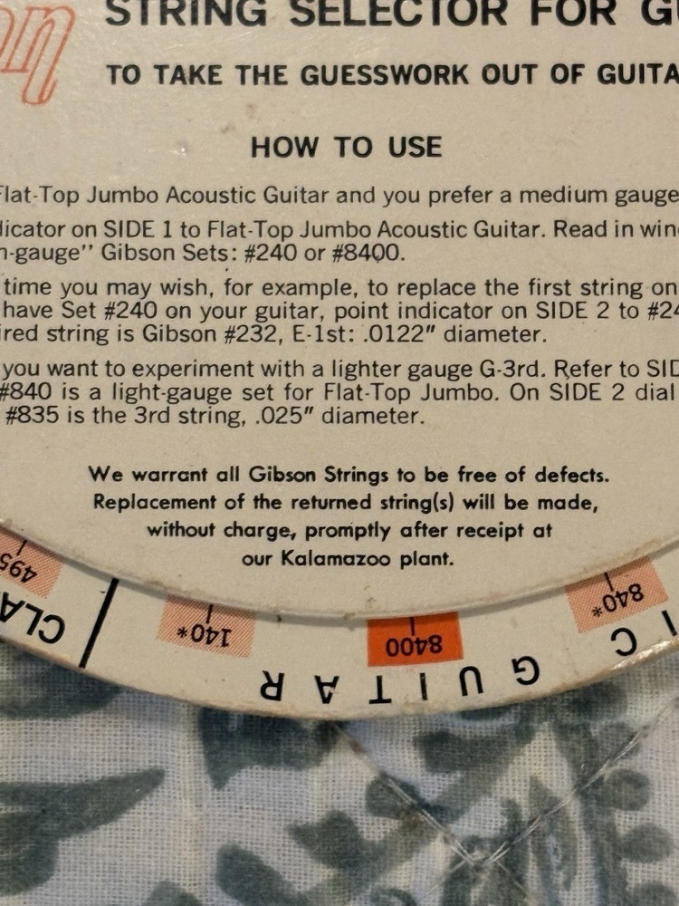 Gibson String Selector For Guitar, Rare 1970