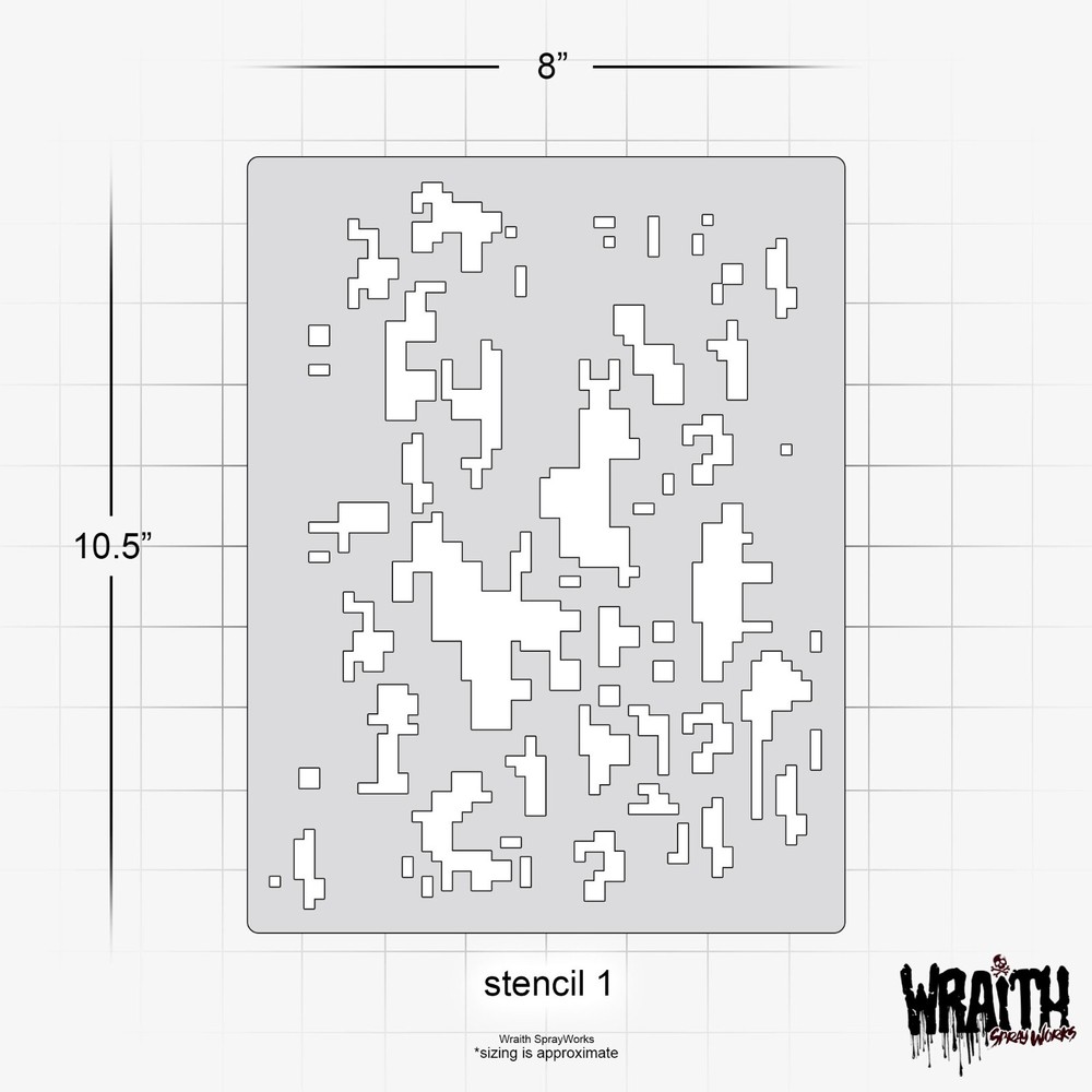 Digital Camo Set #1 - Reusable Airbrush Stencil Template