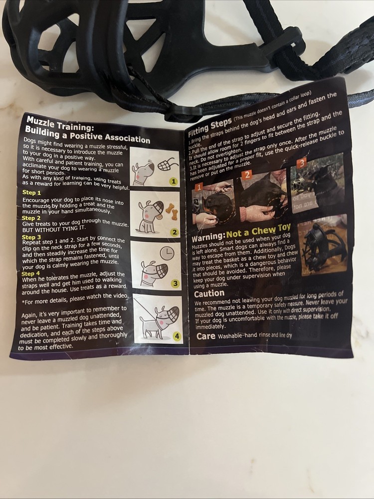 Dog Muzzle 3 Medium Black Adjustable Straps 3M Size