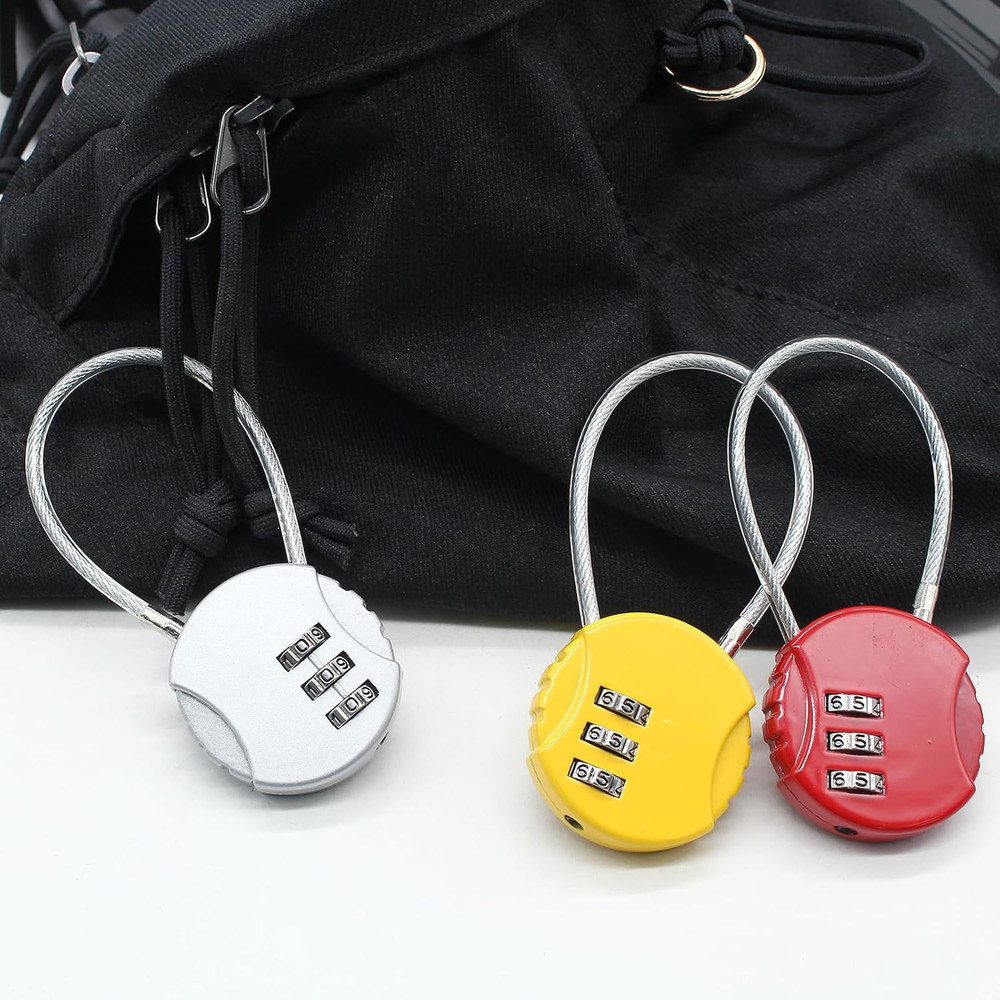 6PCS 3 Digit Combination Lock, Small Cable Locks Waterproof Padlock with Wire Ro