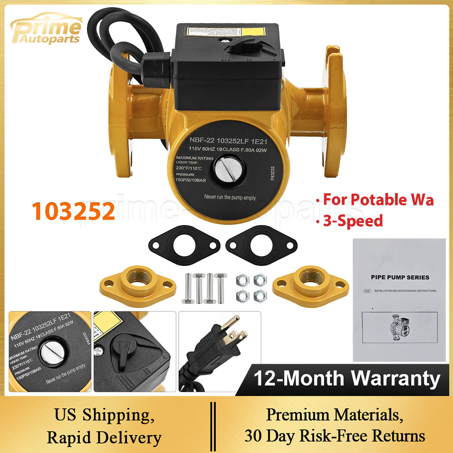 For Bell & Gossett 103252 Model Nbf-22 Lead-Free Wet Rotor Circulator Pump NEW