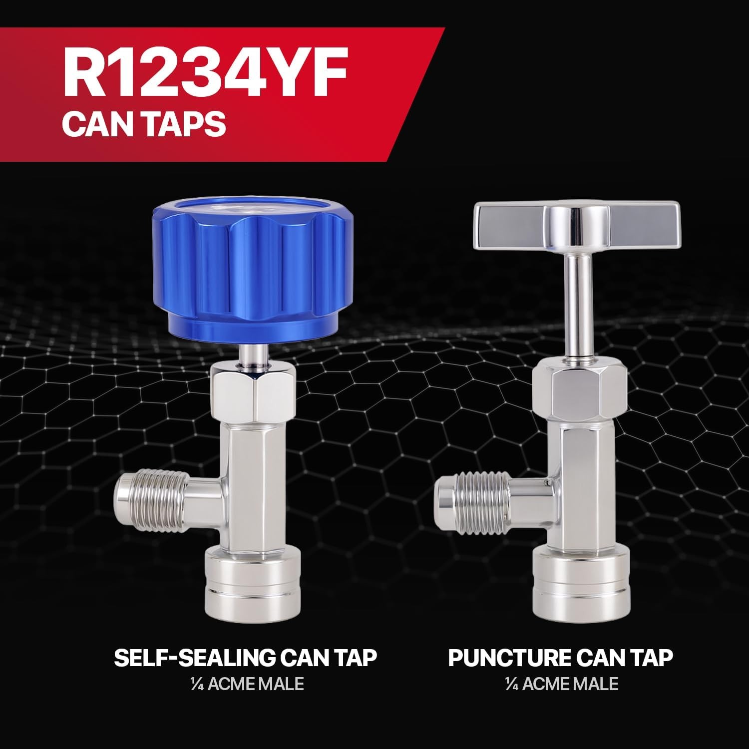 Car A/C R1234YF Quick Coupler Adapter Set with Self-Sealing & Puncture Can Tap