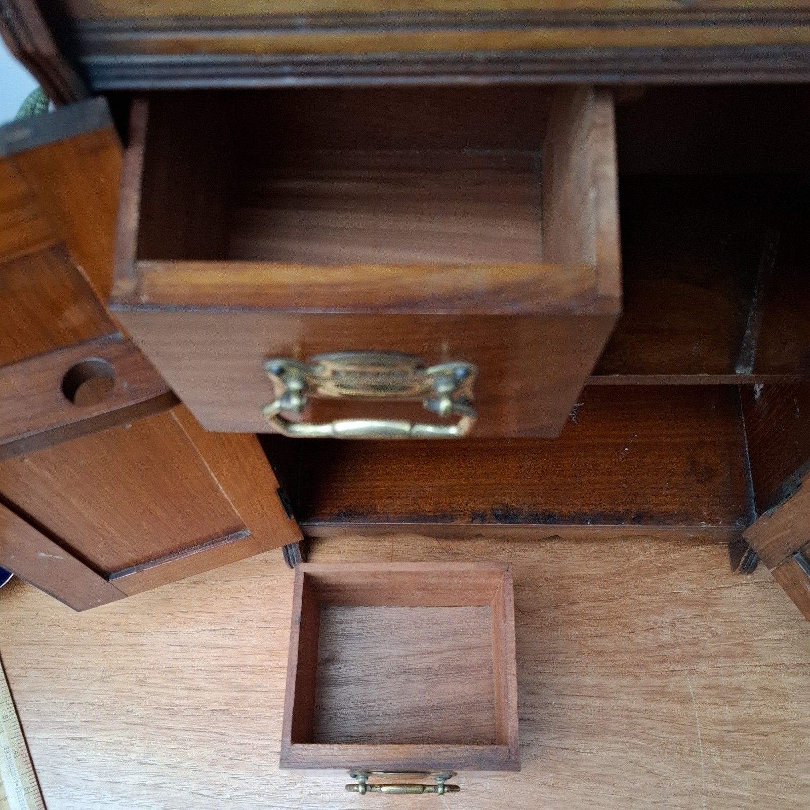 Vintage Antique Edwardian Arts and Crafts Wooden Smokers Cabinet 2 Drawers 32cm