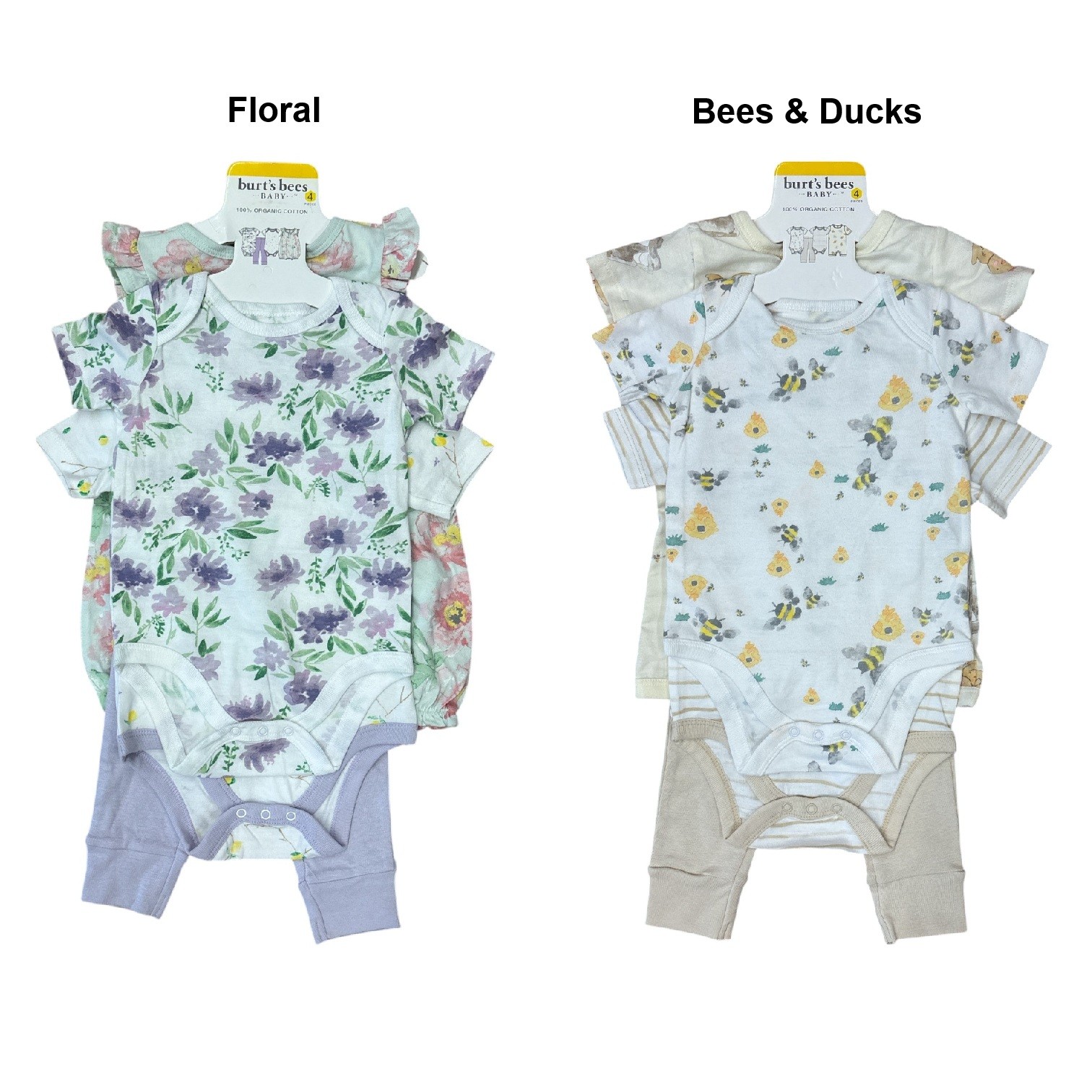 Burt's Bees Baby Toddler Girl Organic Cotton 4 Piece Playwear Set