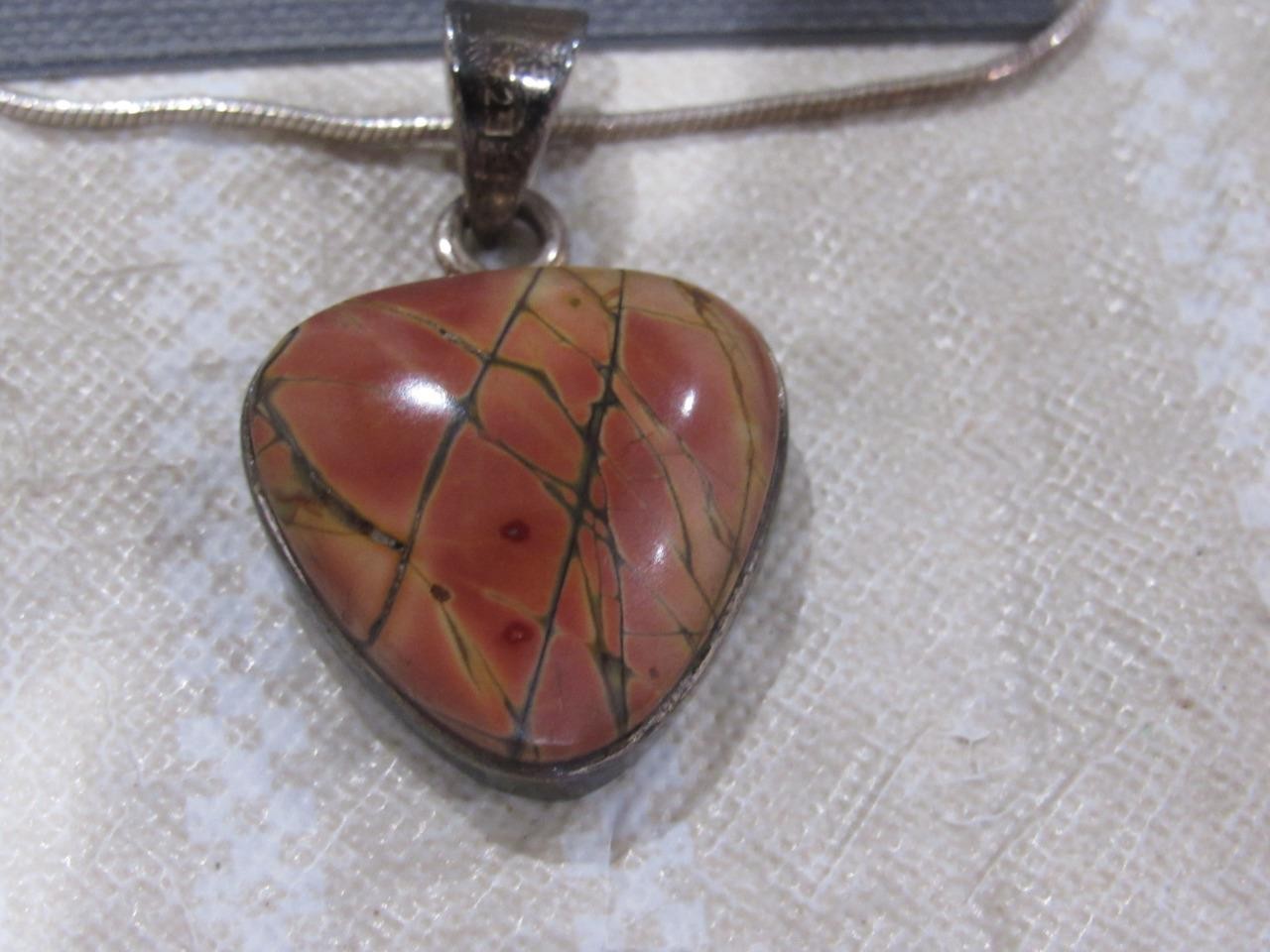 Charles Albert Red Jasper Gemstone Sterling 925 Earrings & Necklace - 20 Grams