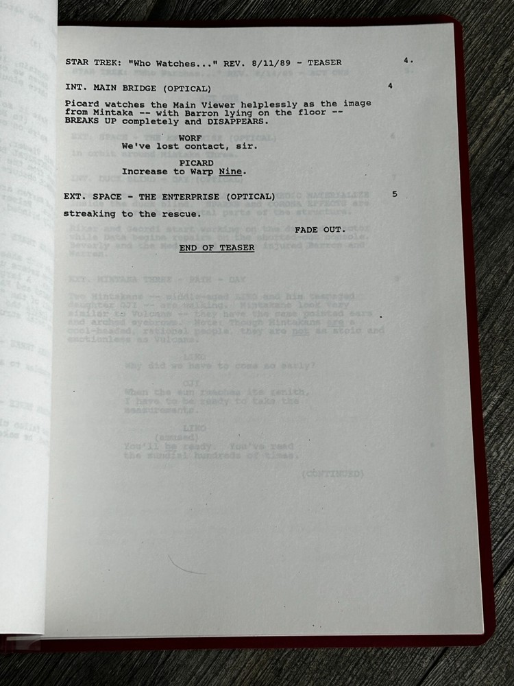 STAR TREK Script The Next Generation Who Watches The Watcher 2nd Revised Final