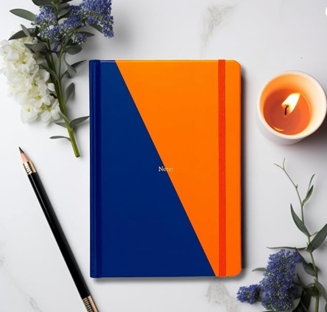 Yop & Tom Medium Hardcover Notebook A5 Lined 180 Pgs - Blue & Orange