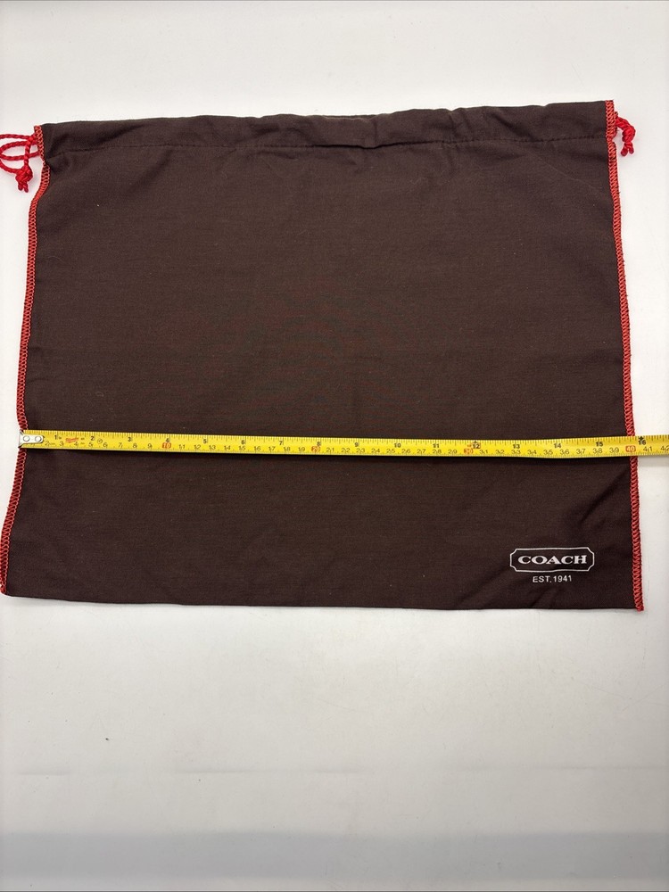 Coach Drawstring Dust Bag Brown w/ Red Stitching 16” x 13” Protective Storage