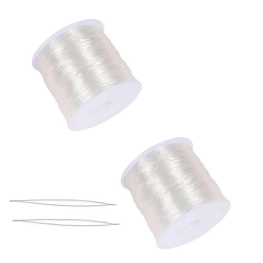 CABAX 0.5mm Crystal Elastic String - 2 Roll Clear White Stretchy Bead