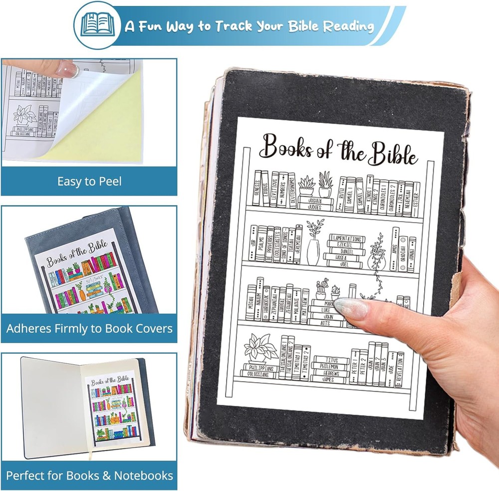 Bible Tracker Sticker - Bookshelf Coloring Page, Reading Tracker for Study & Org